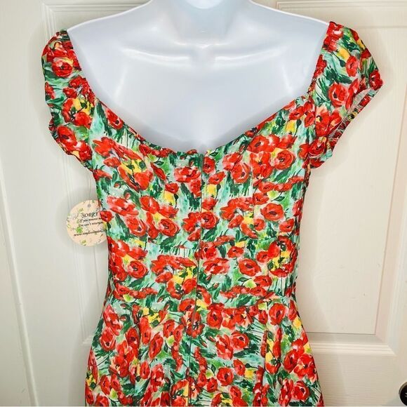 Modcloth Floral Sheen of Spring Fit & Flare Midi Sundress Off Shoulder 6 NWT - Picture 8 of 11